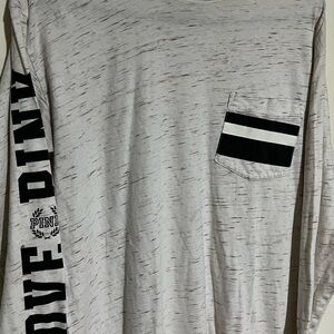 PINK Victoria's Secret Heathered Long Sleeve Tee with Black Details